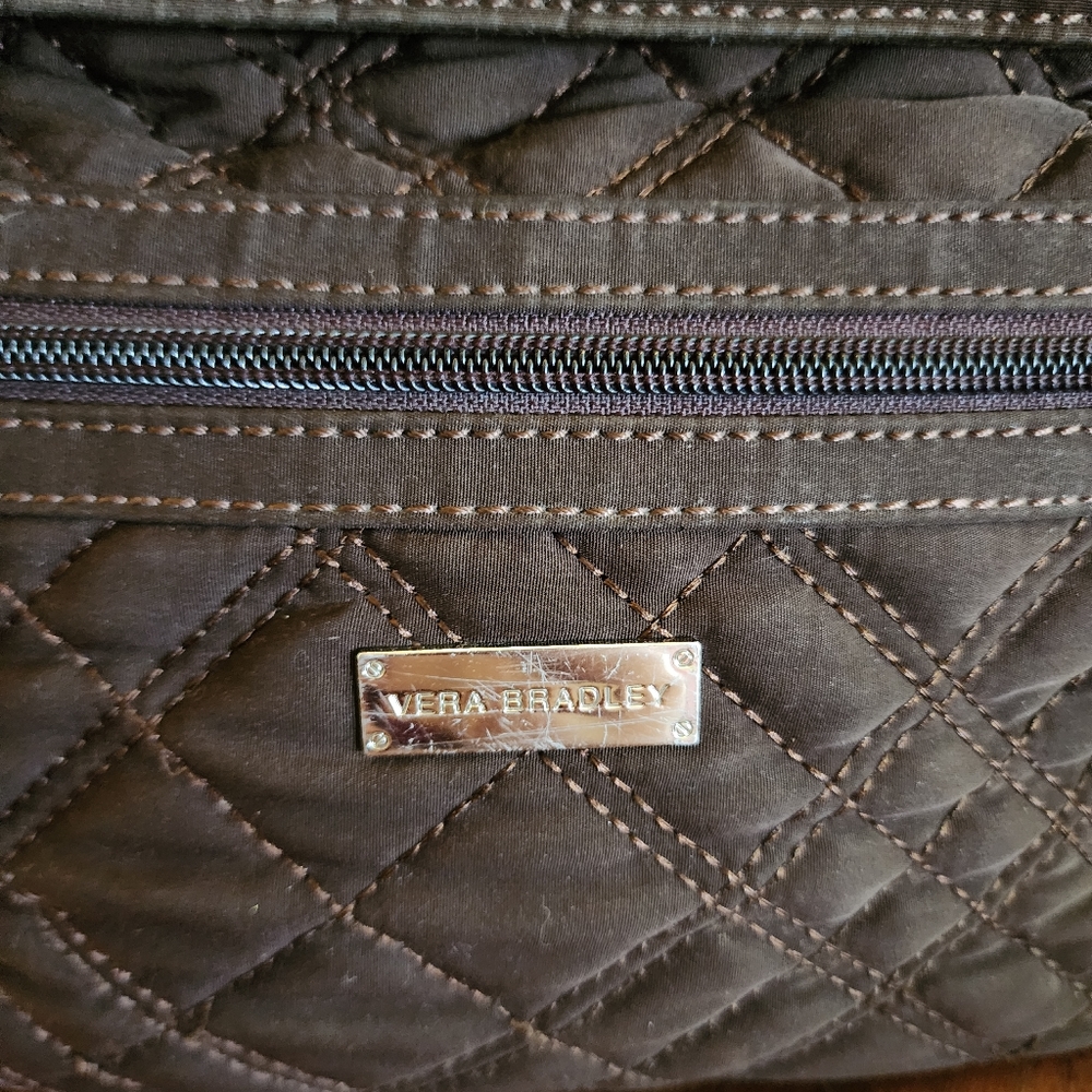 VERA BRADLEY Espresso Brown Microfiber Purse Zebra Lining Used Good Condition - Picture 2 of 15